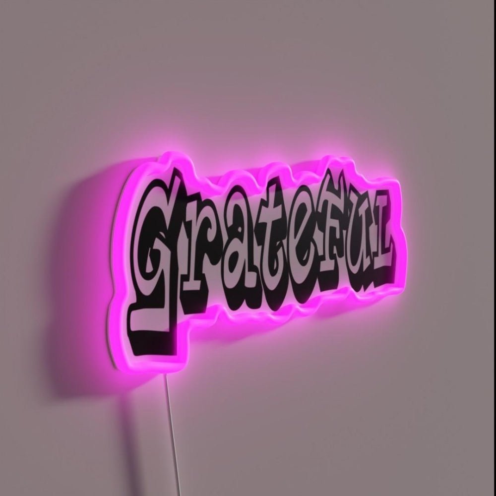 Grateful Saying Graffiti Styletypography Rgb Led Neon Sign - Shineneon