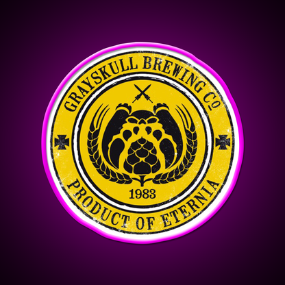 Grayskull Brewing Company Yellow Beer Bar Decor Led Neon Sign Rgb Color - Neon sign mounted on wall in room