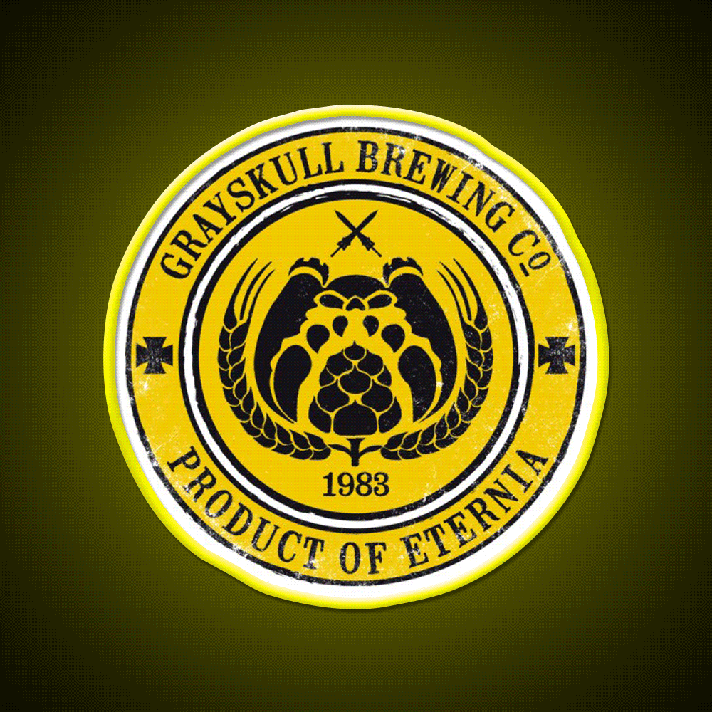 Grayskull Brewing Company Yellow Beer Bar Decor Led Neon Sign Rgb Color - Custom LED neon sign front view