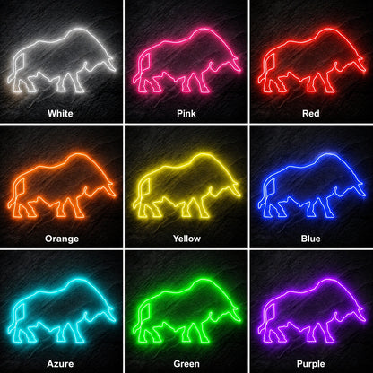 Grazing Bull Outline Neon Sign LED Neon Sign color grid