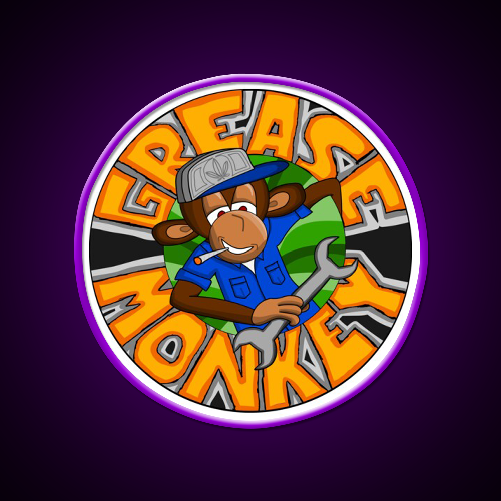 Grease Monkey Strain Artwork Hemp Inspired Green Leaf Led Neon Sign Rgb Color - LED neon sign view 9