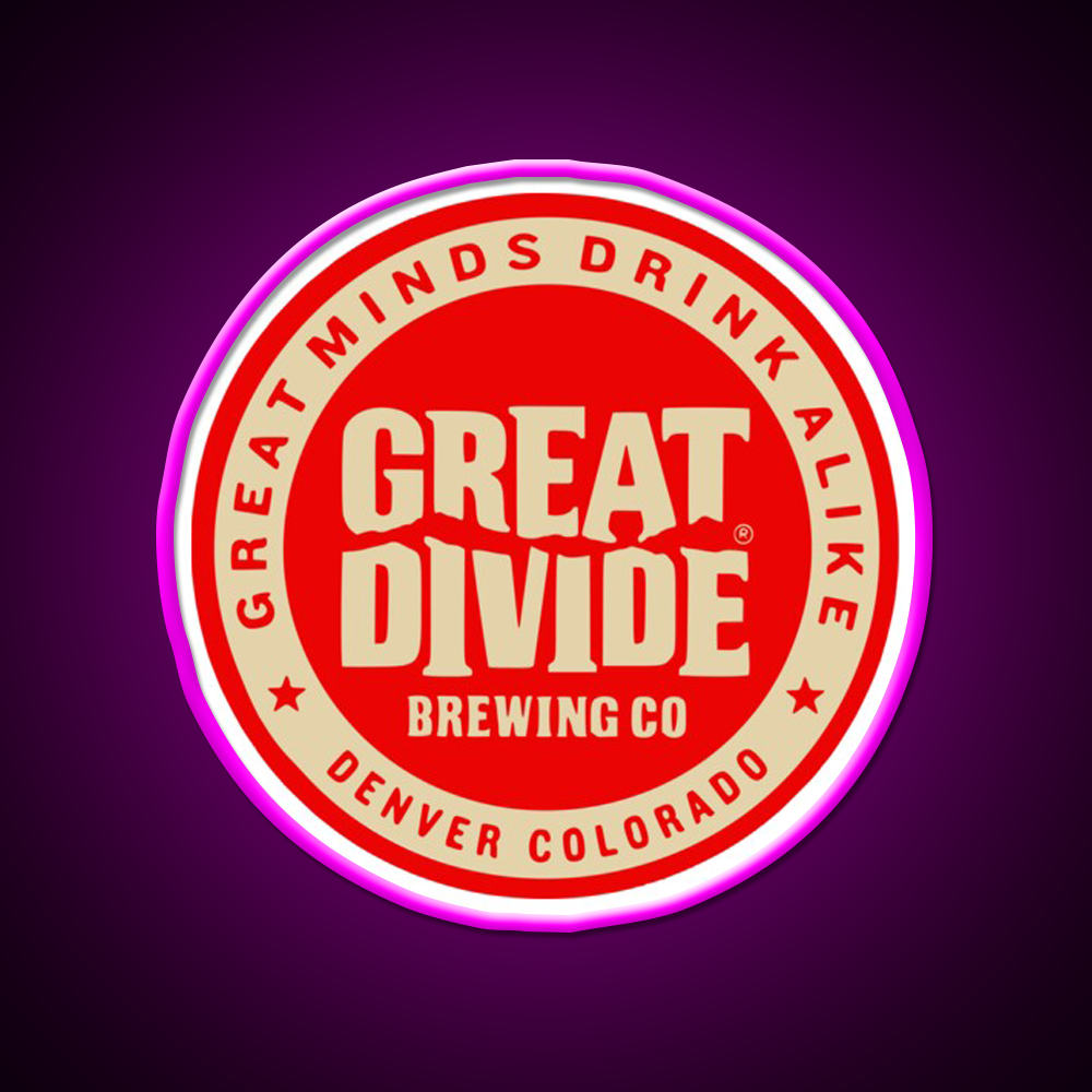 Great Divide Brewing Co Logo Beer Bar Decor Led Neon Sign Rgb Color - Neon sign mounted on wall in room