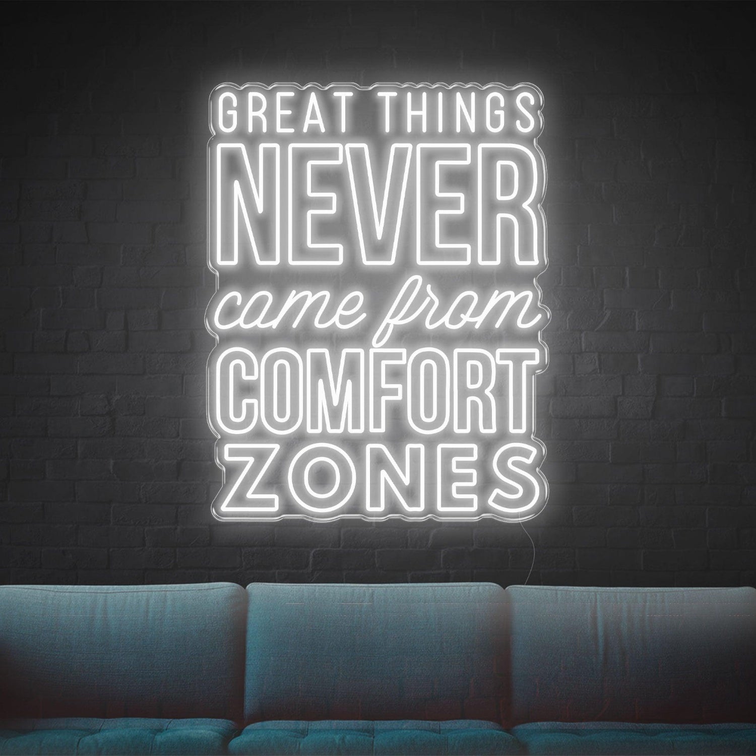 Great Things Bright Blue Led Neon Sign For Living Room Studio Cafe Office Wall Decor | Shineneon