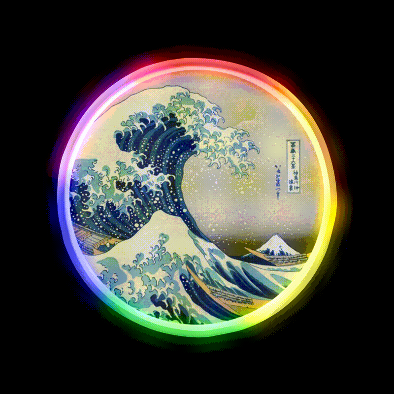 Great Wave Off Kanagawa Circle Yoga Led Neon Sign Rgb Color