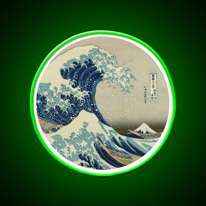 Great Wave Off Kanagawa Circle Yoga Led Neon Sign Rgb Color - Shineneon