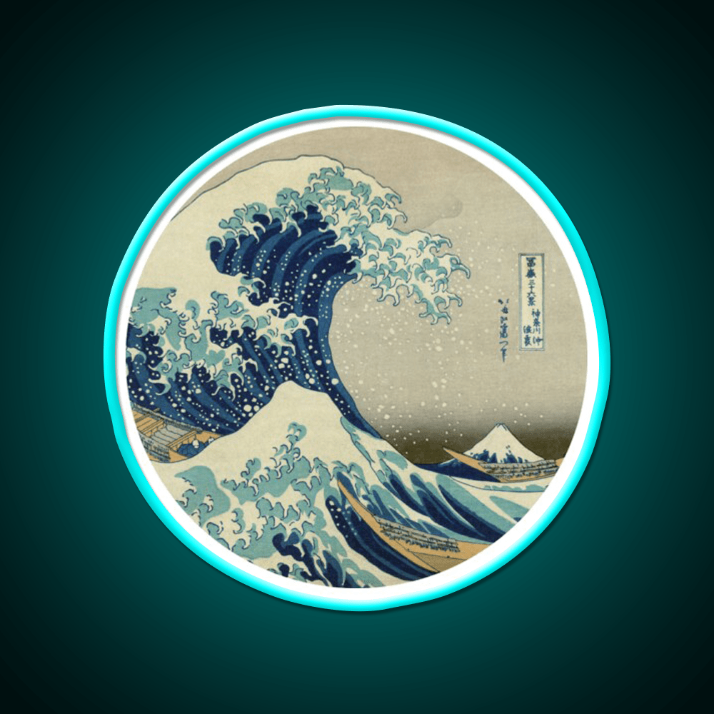 Great Wave Off Kanagawa Circle Yoga Led Neon Sign Rgb Color - Shineneon