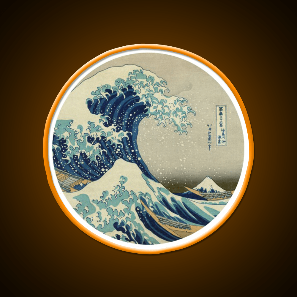 Great Wave Off Kanagawa Circle Yoga Led Neon Sign Rgb Color - Shineneon