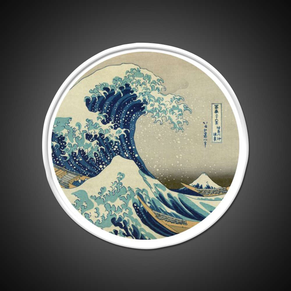 Great Wave Off Kanagawa Circle Yoga Led Neon Sign Rgb Color