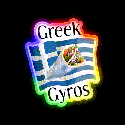 Greek Gyros Snack Food Led Neon Sign Rgb Color - LED neon sign close-up detail