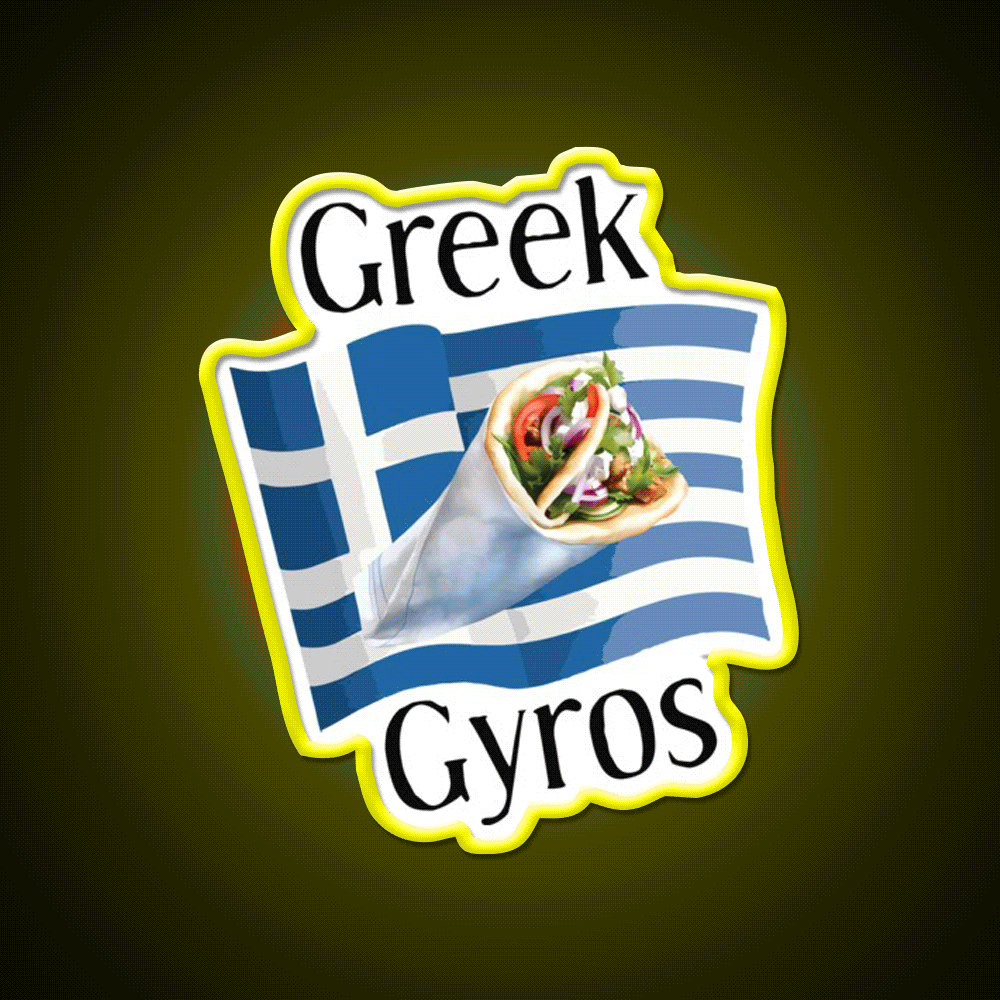 Greek Gyros Snack Food Led Neon Sign Rgb Color - Custom LED neon sign front view