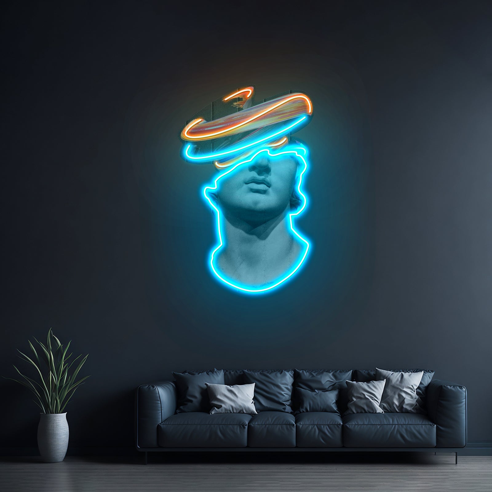 Greek Statue Art Neon Acrylic Artwork - Size and dimension reference