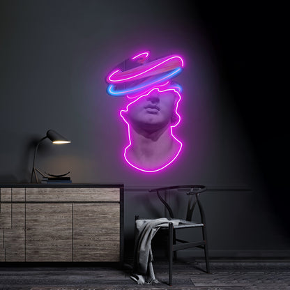 Greek Statue Art Neon Acrylic Artwork - LED neon sign close-up detail