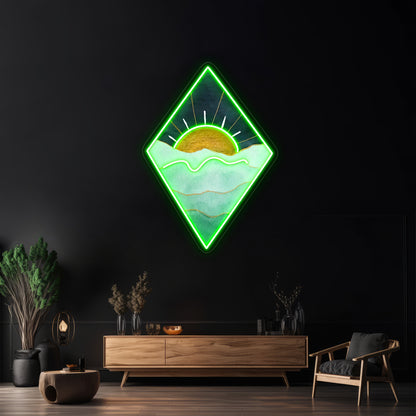 Green And Gold Sunset Wall Artwork Neon Signs