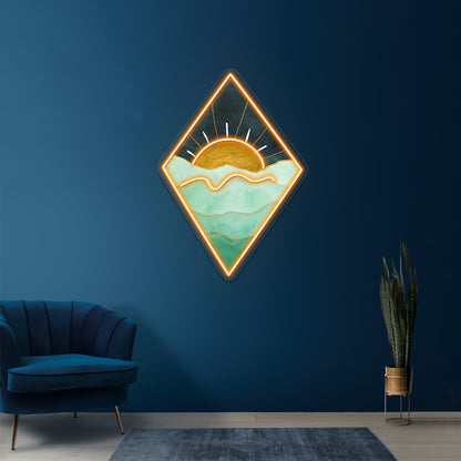 Green And Gold Sunset Wall Artwork Neon Signs