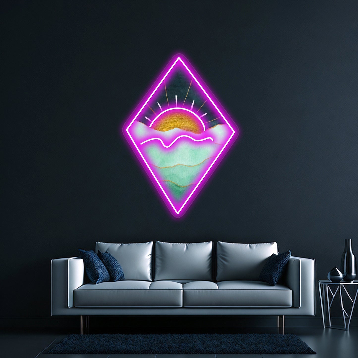 Green And Gold Sunset Wall Artwork Neon Signs