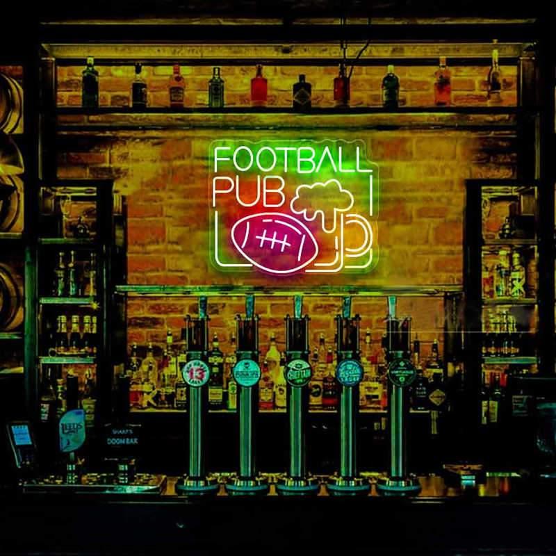 Green And Red Football Pub Led Neon Sign With Beer Mug For Sports Bar Decor | Shineneon