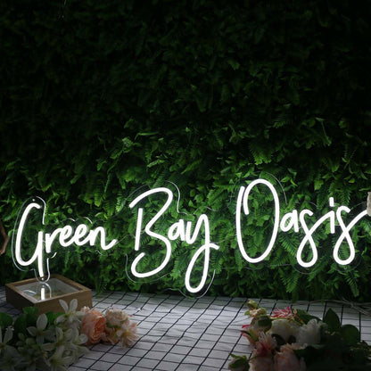 Green Bay Oasis White Led Neon Sign - Shineneon