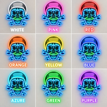 Green Biker Skull LED Neon Sign - Shineneon