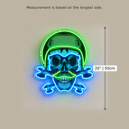 Green Biker Skull LED Neon Sign - Shineneon