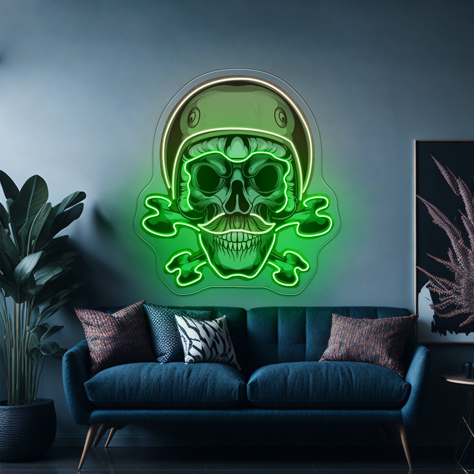 Green Biker Skull Led Neon Sign Light Custom Led Signs - Shineneon