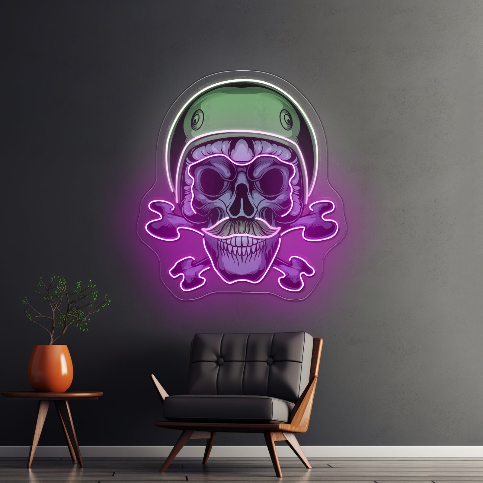 Green Biker Skull Led Neon Sign Light Custom Led Signs - Shineneon