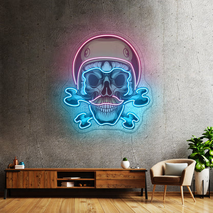 Green Biker Skull Led Neon Sign Light Custom Led Signs