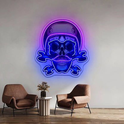 Green Biker Skull Led Neon Sign Light Custom Led Signs