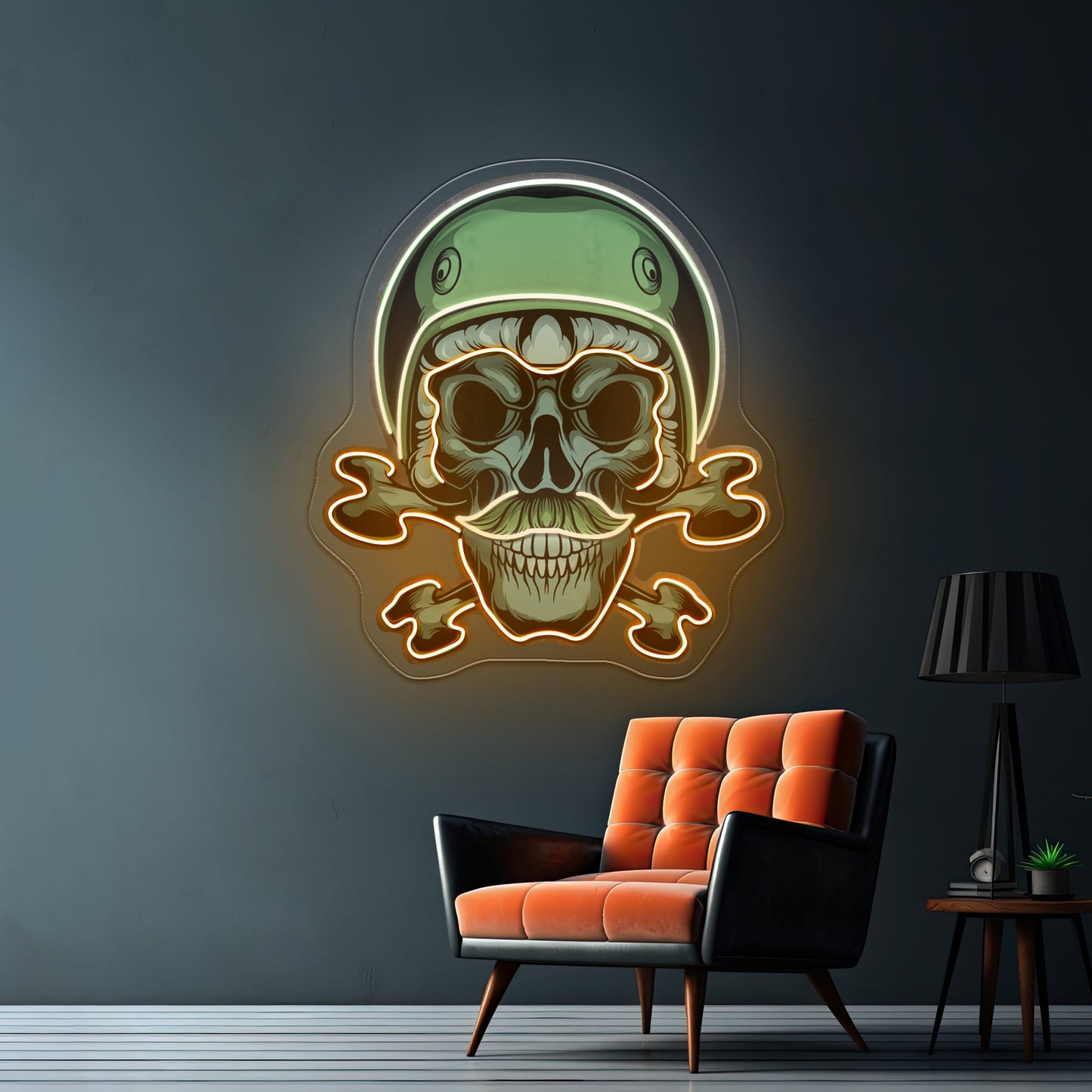 Green Biker Skull Led Neon Sign Light Custom Led Signs