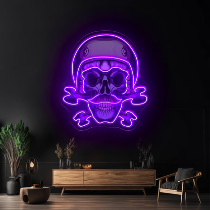 Green Biker Skull Led Neon Sign Light Custom Led Signs