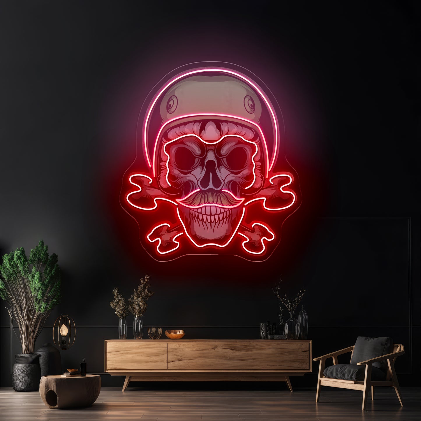 Green Biker Skull Led Neon Sign Light Custom Led Signs