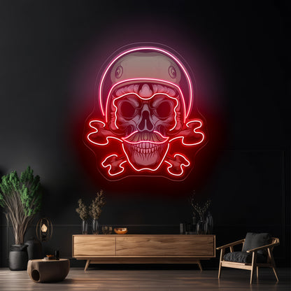 Green Biker Skull Led Neon Sign Light Custom Led Signs