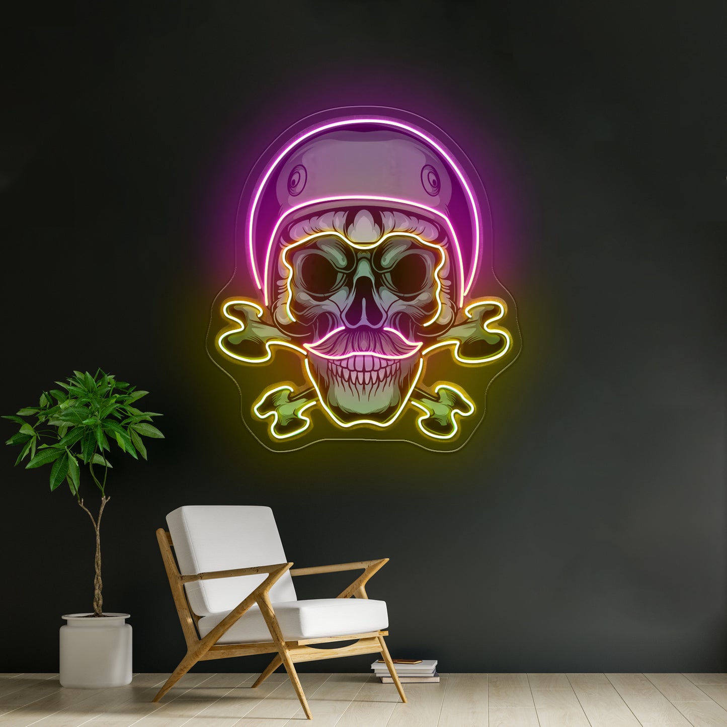 Green Biker Skull Led Neon Sign Light Custom Led Signs