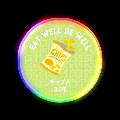 Green Chips Crisp Japanese Junk Food Snack Food Led Neon Sign Rgb Color - LED neon sign close-up detail