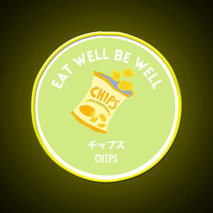 Green Chips Crisp Japanese Junk Food Snack Food Led Neon Sign Rgb Color - Custom LED neon sign front view