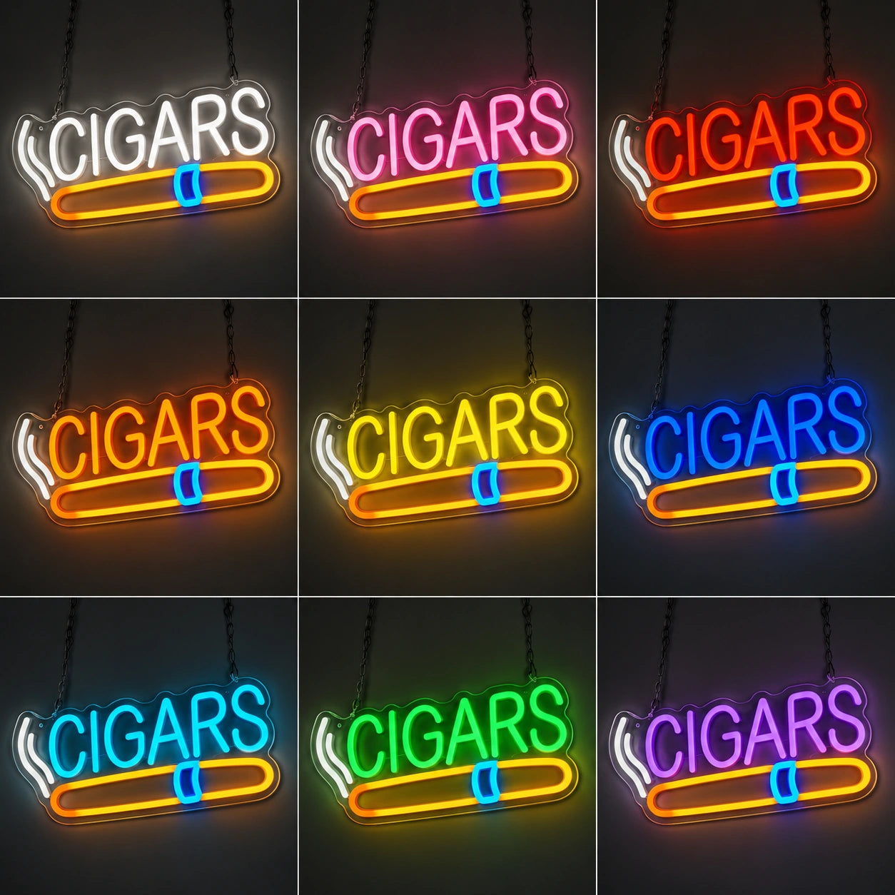 Green Cigars Shop Neon Sign LED Neon Sign color grid