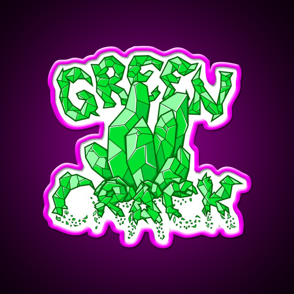 Green Crack Hemp Inspired Green Leaf Led Neon Sign Rgb Color - Neon sign mounted on wall in room