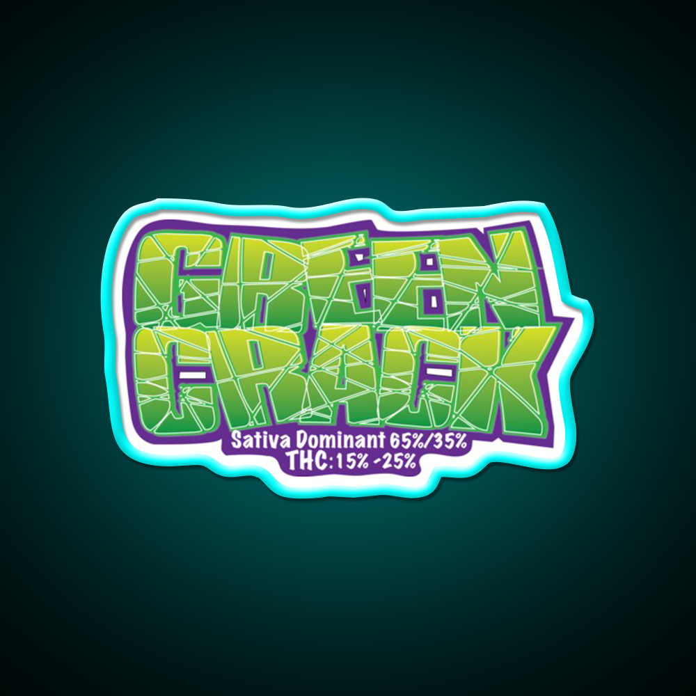 Green Crack Strain Art Hemp Inspired Green Leaf Led Neon Sign Rgb Color - Size and dimension reference