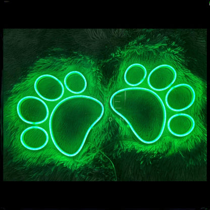 Green Dog Paw Led Neon Sign For Pet Shop Or Kids Room | Shineneon