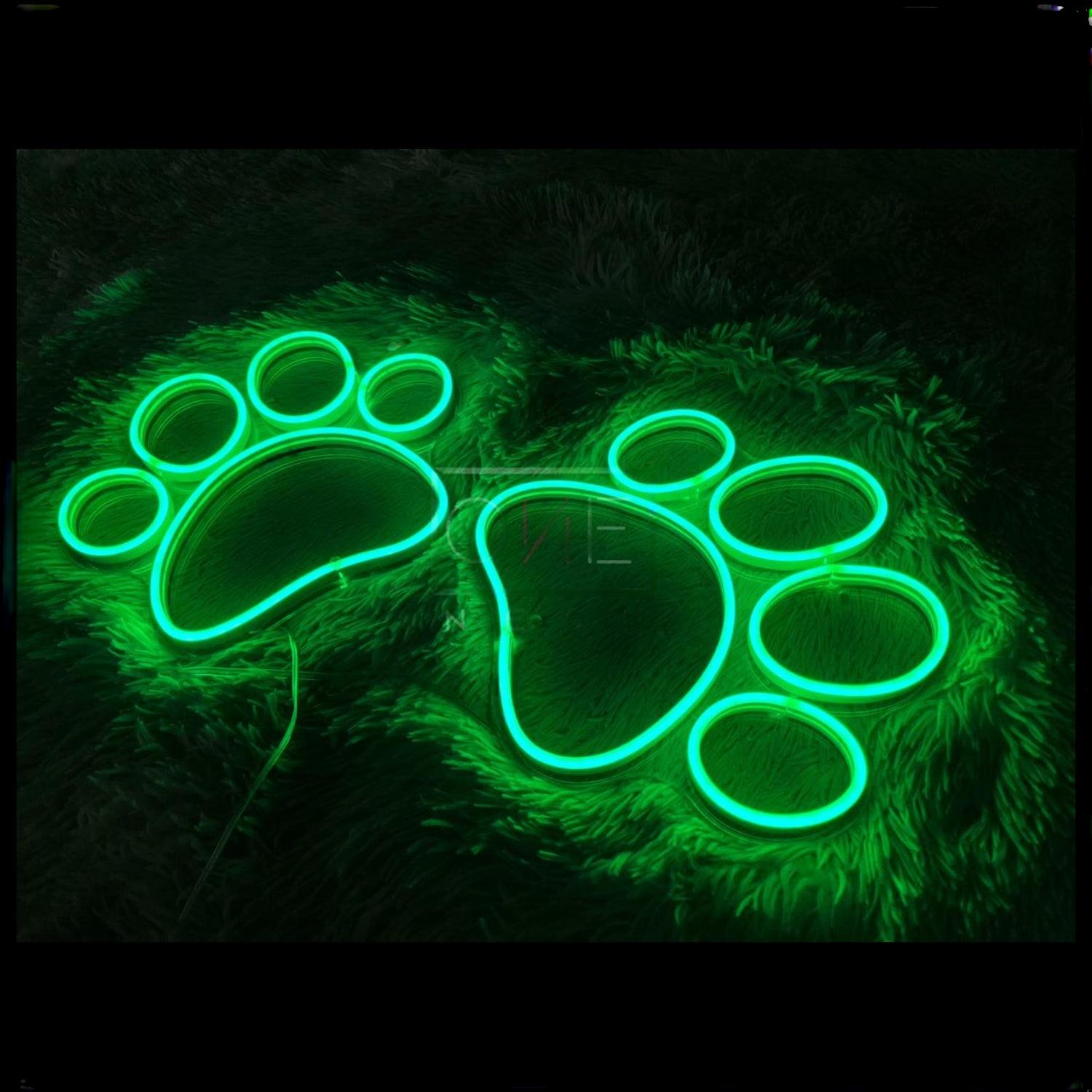 Green Dog Paw Led Neon Sign For Pet Shop Or Kids Room | Shineneon
