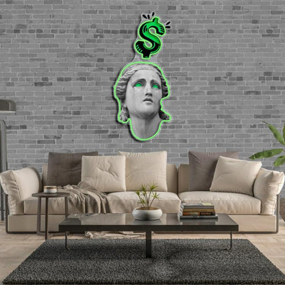 Green Dollar Greek Sculpture Led Neon Sign For Living Room Decor | Shineneon