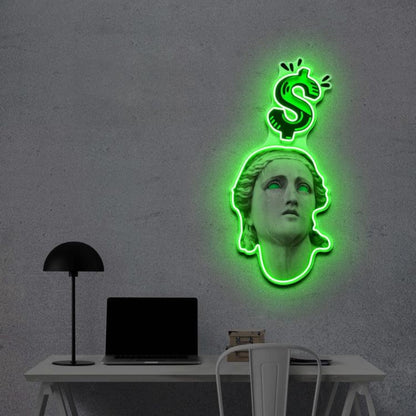 Green Dollar Greek Sculpture Led Neon Sign For Living Room Decor | Shineneon