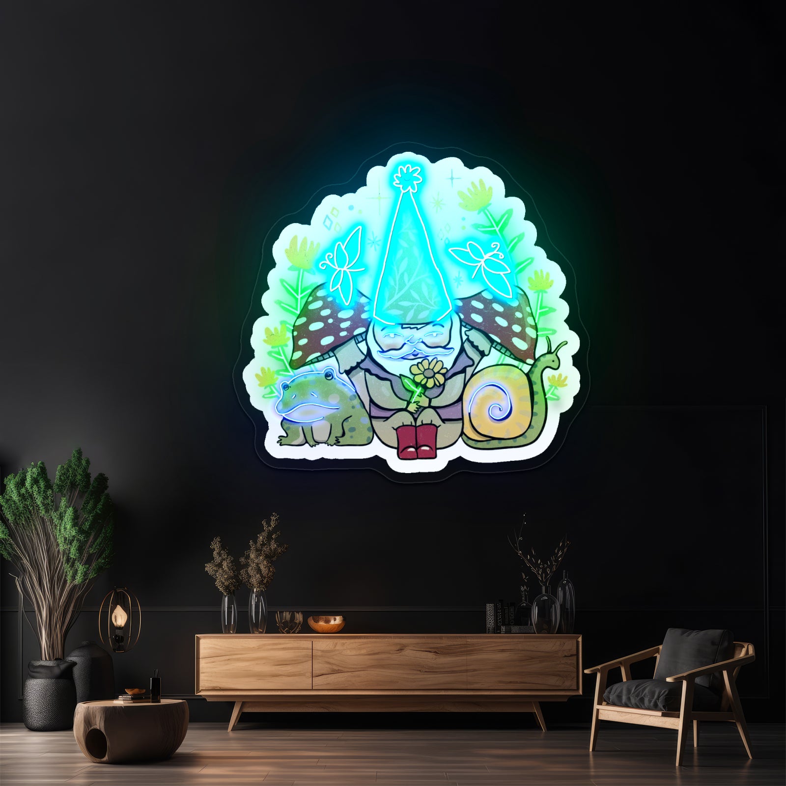 Green Elf And Frogs Fairytale Neon Signs Personalized Light Up Sign