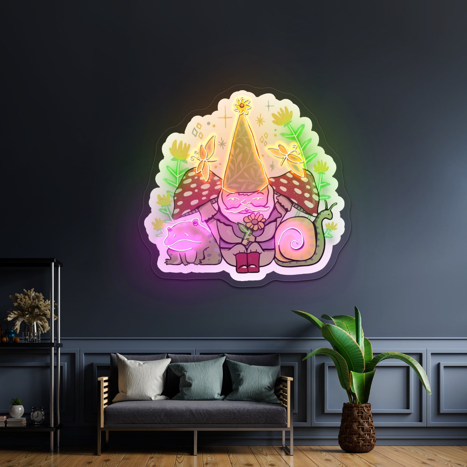 Green Elf And Frogs Fairytale Neon Signs Personalized Light Up Sign