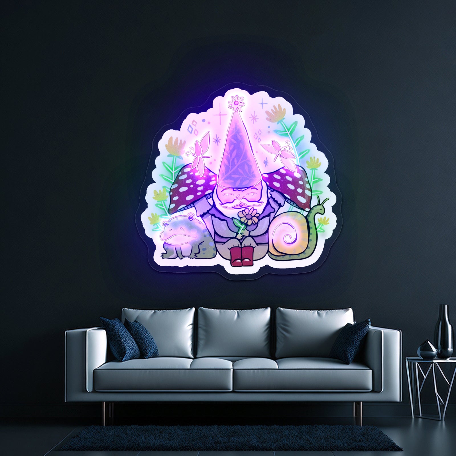 Green Elf And Frogs Fairytale Neon Signs Personalized Light Up Sign