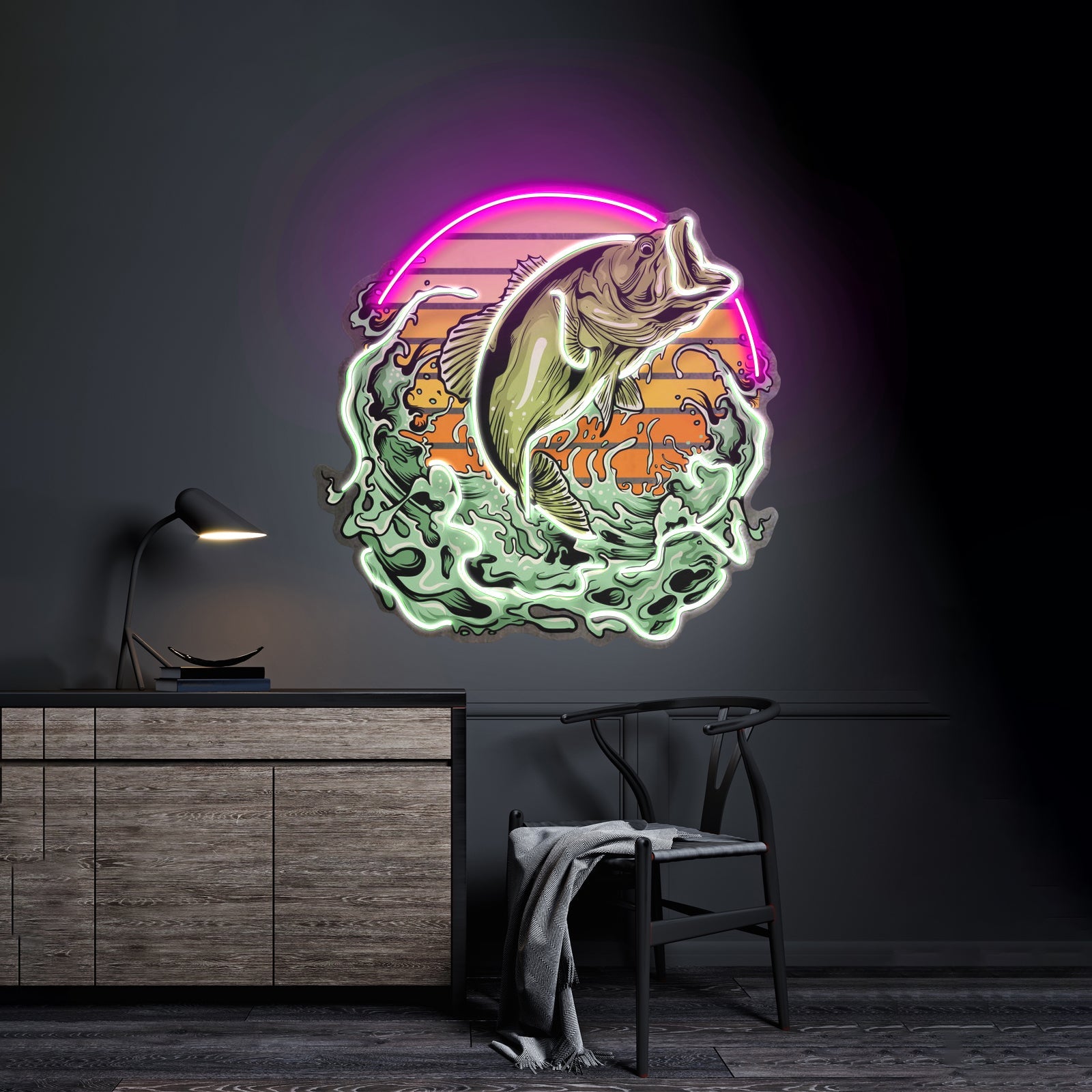 Green Fishing Led Neon Sign Light Custom Led Signs - Shineneon