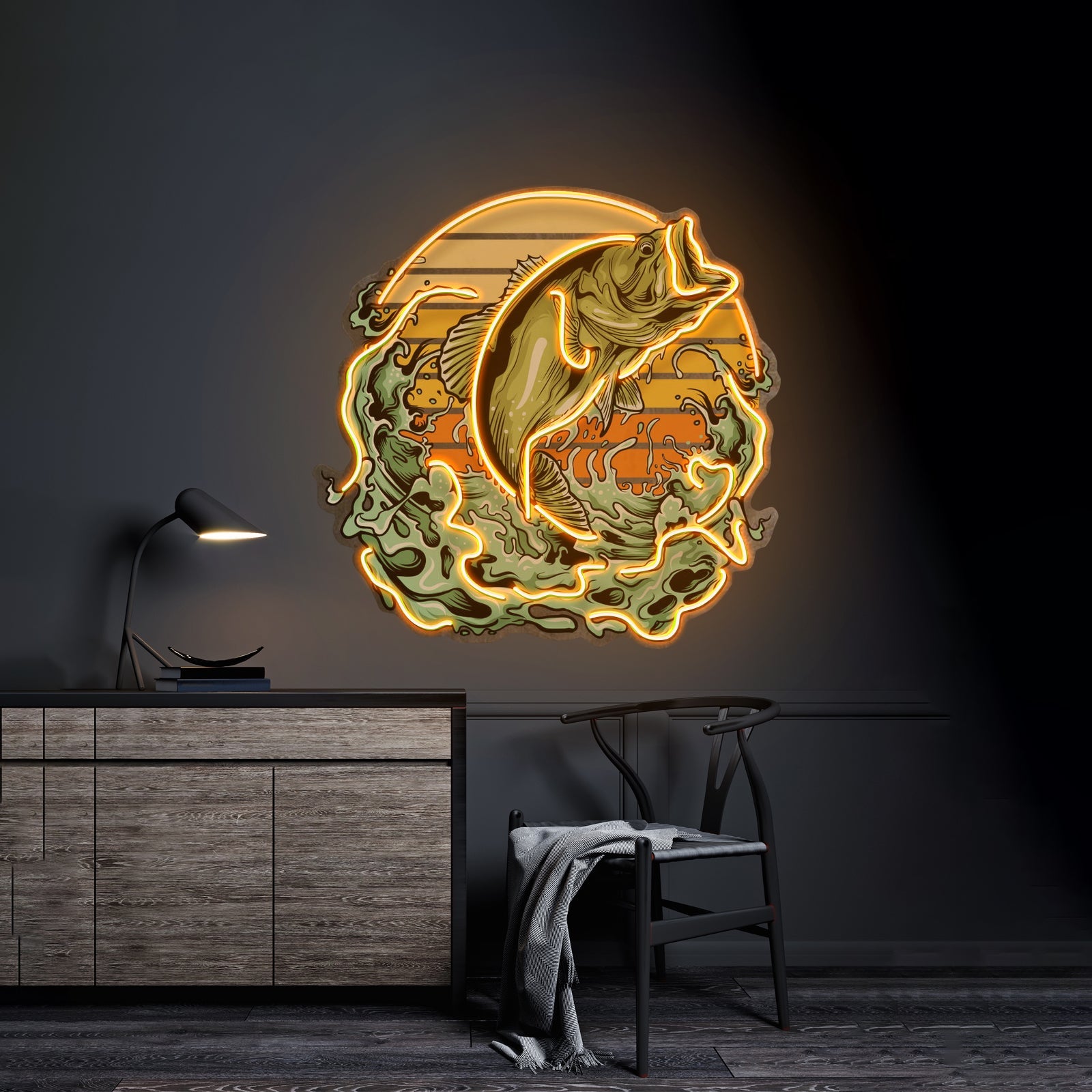 Green Fishing Led Neon Sign Light Custom Led Signs - Shineneon