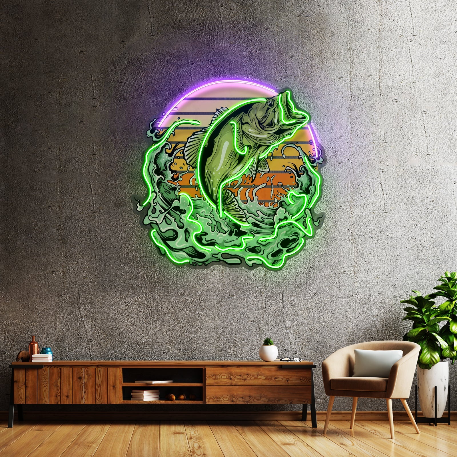 Green Fishing Led Neon Sign Light Custom Led Signs - Shineneon
