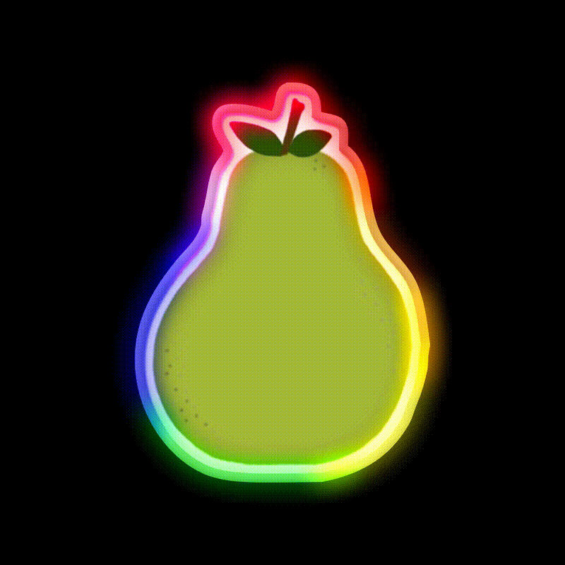 Green Genovian Pear Snack Food Led Neon Sign Rgb Color - LED neon sign close-up detail