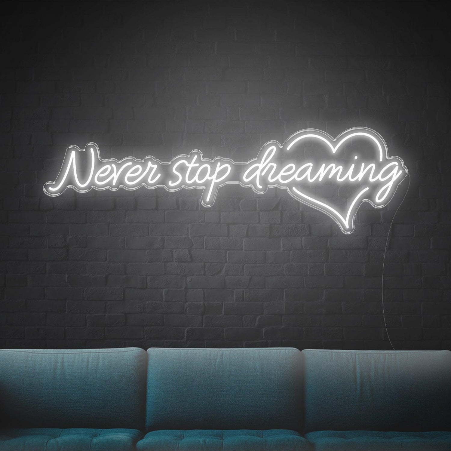 Green Glow Never Stop Dreaming Heart Led Neon Sign For Home Studio Decor | Shineneon