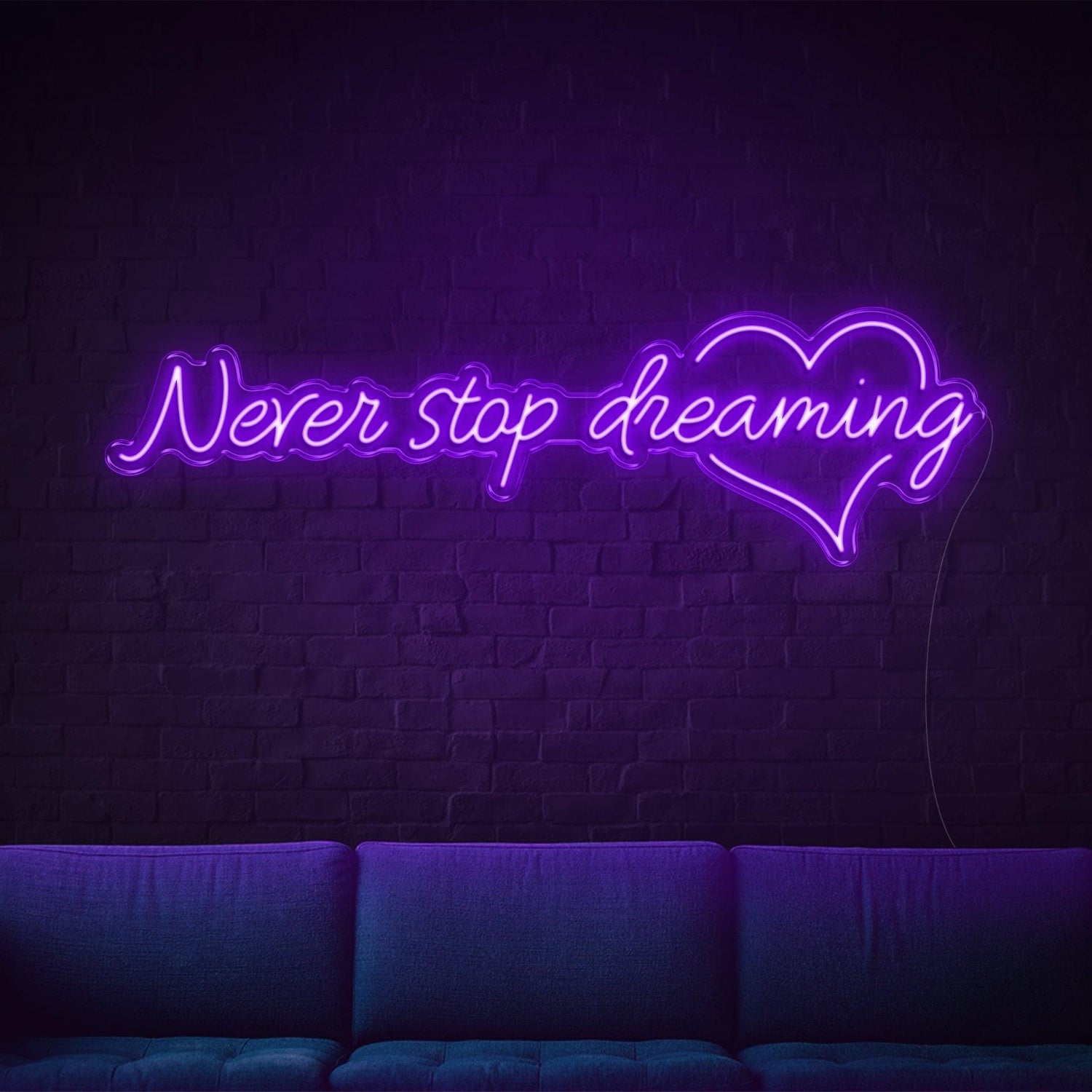 Green Glow Never Stop Dreaming Heart Led Neon Sign For Home Studio Decor | Shineneon